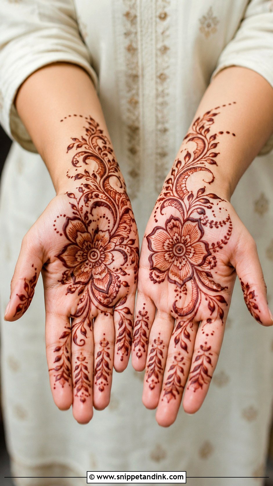 Simple Arabic Full Front Hand Mehndi Design - Snippet and Ink - 35 Simple Arabic Front Hand Mehndi Designs