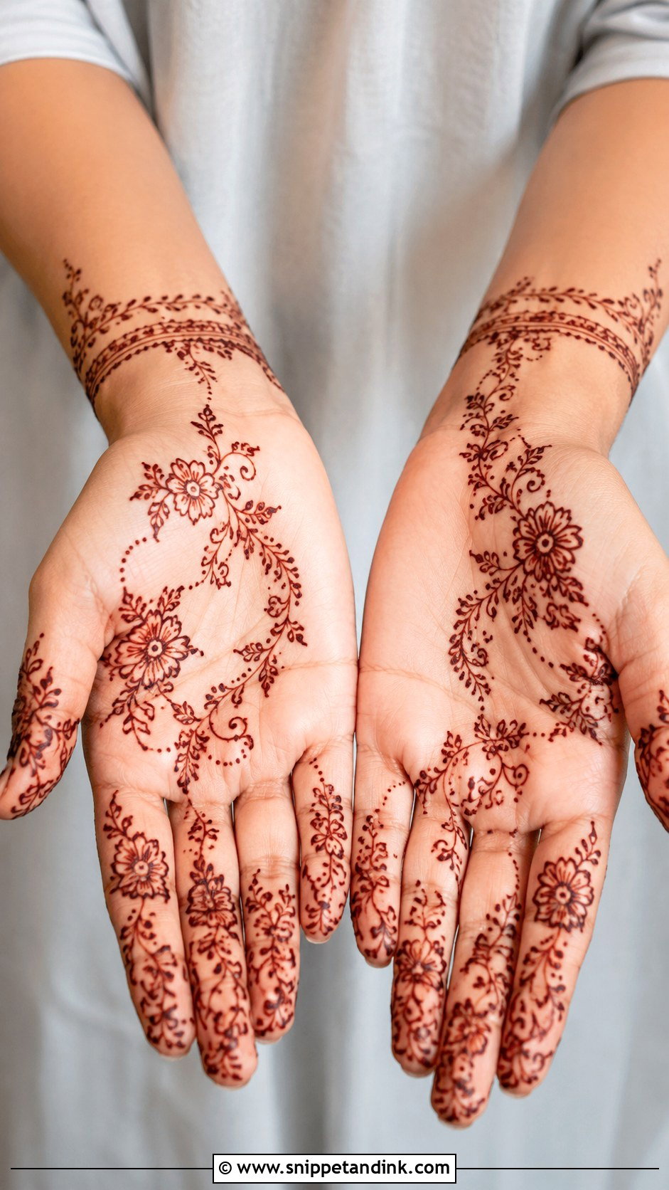 Simple Arabic Khafif Front Hand Mehndi Design - Snippet and Ink - 35 Simple Arabic Front Hand Mehndi Designs