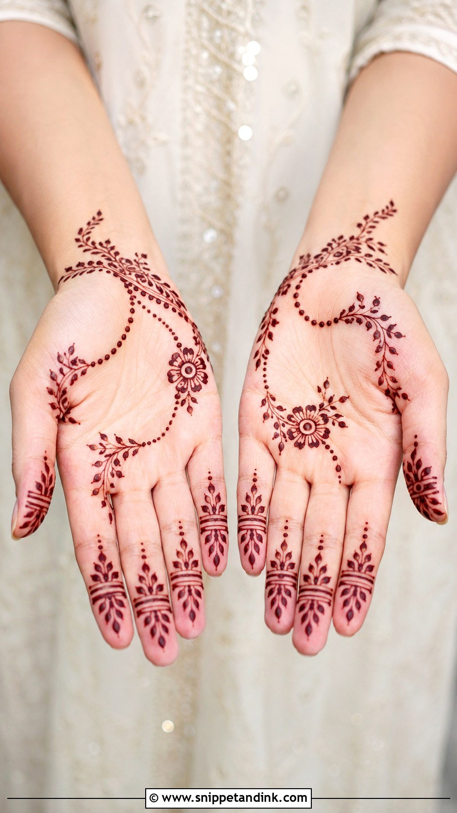 Simple Arabic Leaf Front Hand Mehndi Design - Snippet and Ink - 35 Simple Arabic Front Hand Mehndi Designs