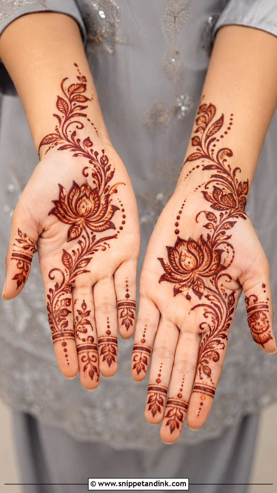 Simple Arabic Lotus Front Hand Mehndi Design - Snippet and Ink - 35 Simple Arabic Front Hand Mehndi Designs