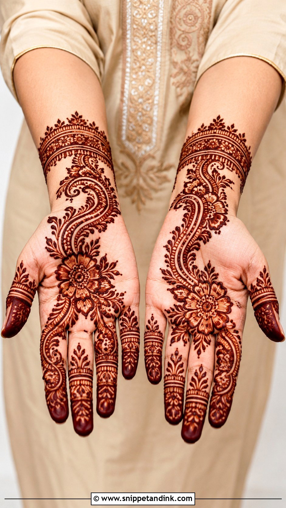 Simple Arabic Wedding Guest Front Hand Mehndi Design - Snippet and Ink - 35 Simple Arabic Front Hand Mehndi Designs