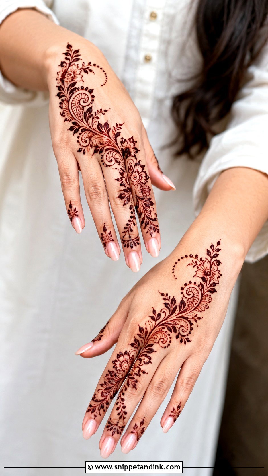 Simple Arabic Wrist To Finger Mehndi Design - Snippet and Ink - 35 Simple Arabic Front Hand Mehndi Designs