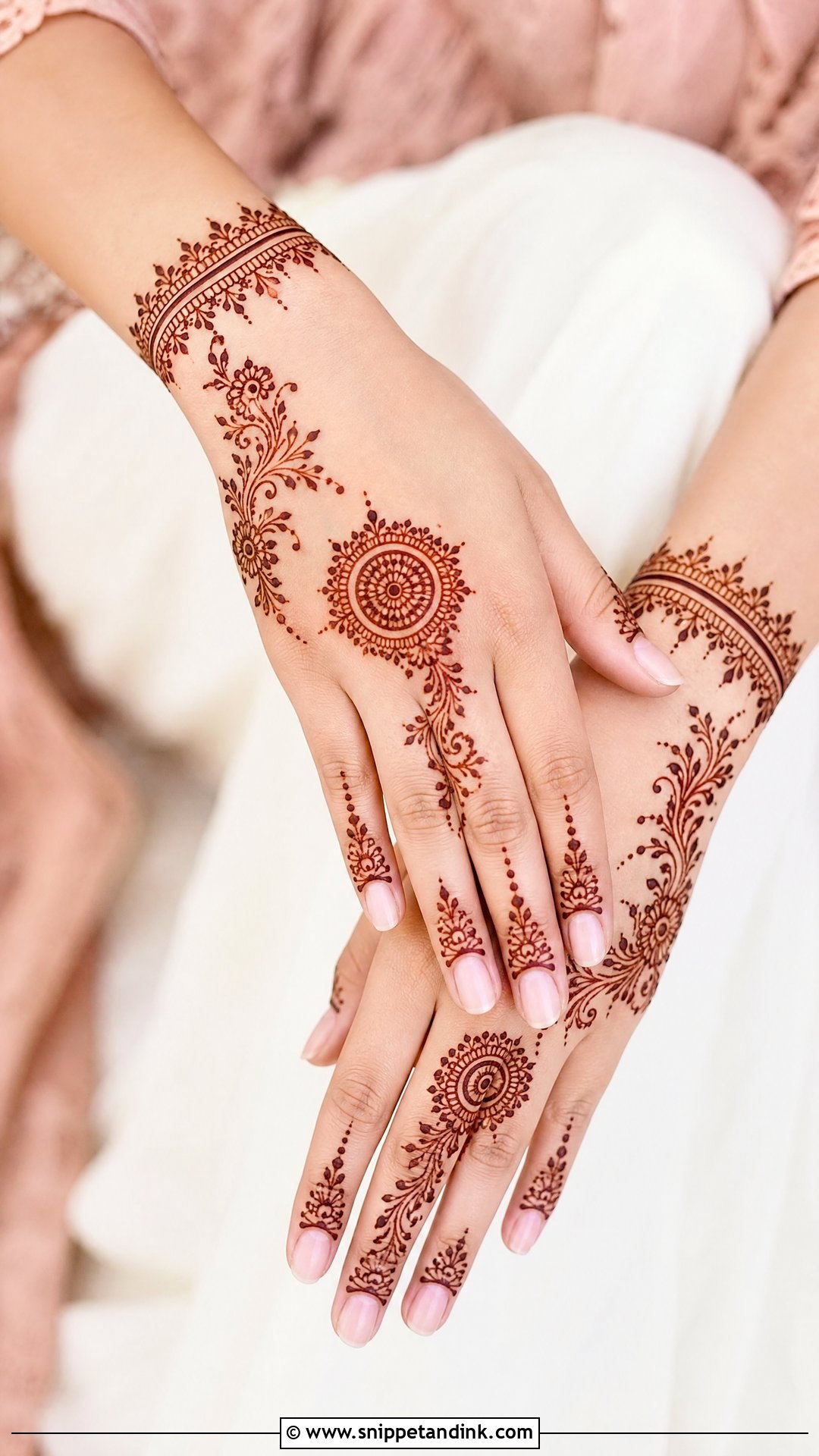 Simple Back Hand Bridal Engagement Mehndi Design - Snippet and Ink - 20 Back Bridal Engagement Mehndi Designs
