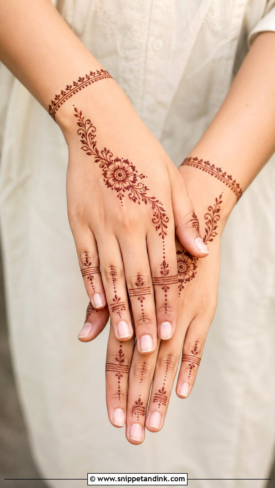 Simple Back Hand Engagement Mehndi Design - Snippet and Ink - 30 Back Engagement Mehndi Designs