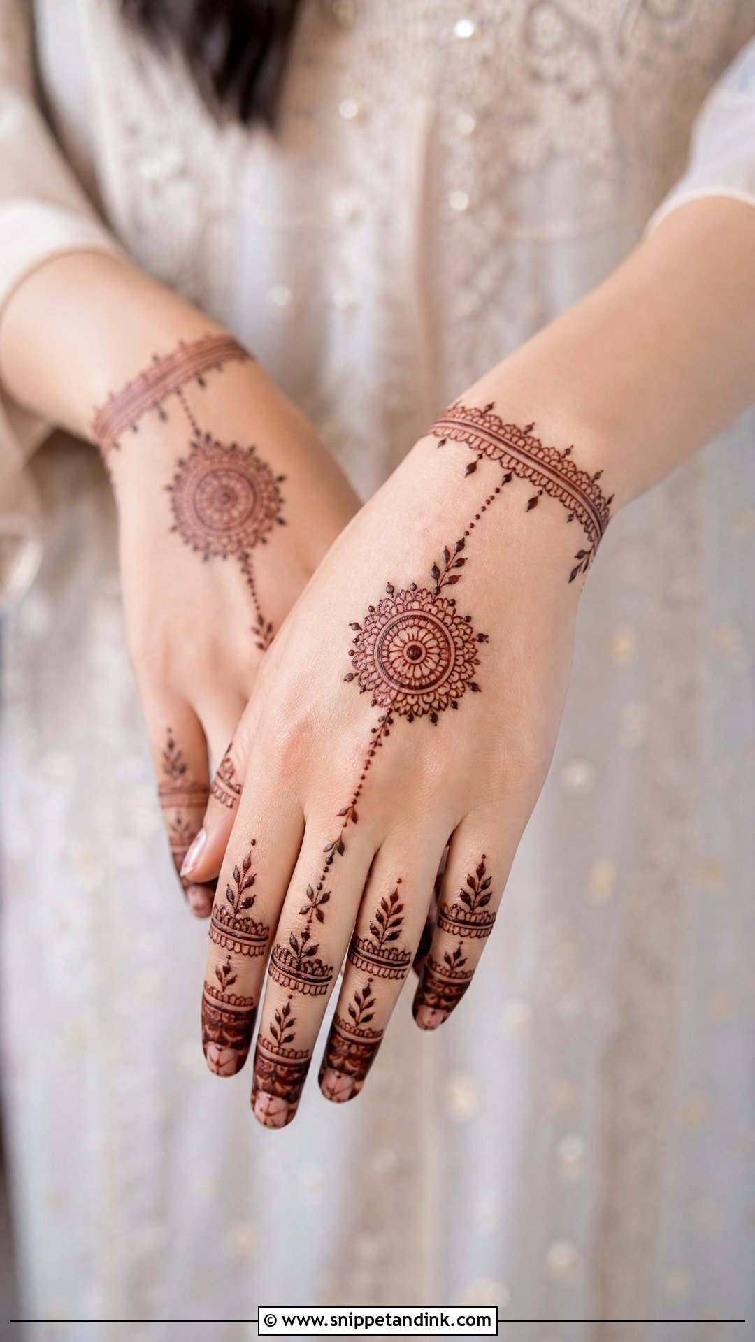 Simple Back Hand Engagement Mehndi Design - Snippet and Ink - 20 Back Hand Engagement Mehndi Designs