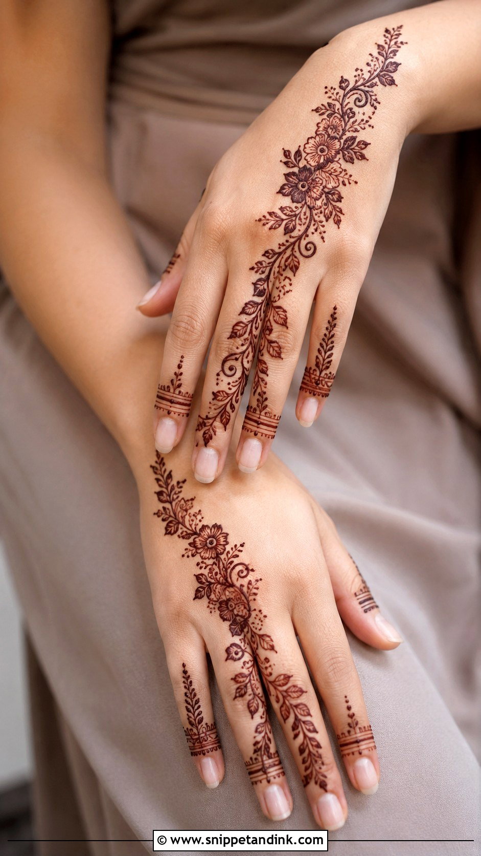 Simple Back Hand Mehndi Design - Snippet and Ink - 35 Easy Mehndi Designs for Beginners