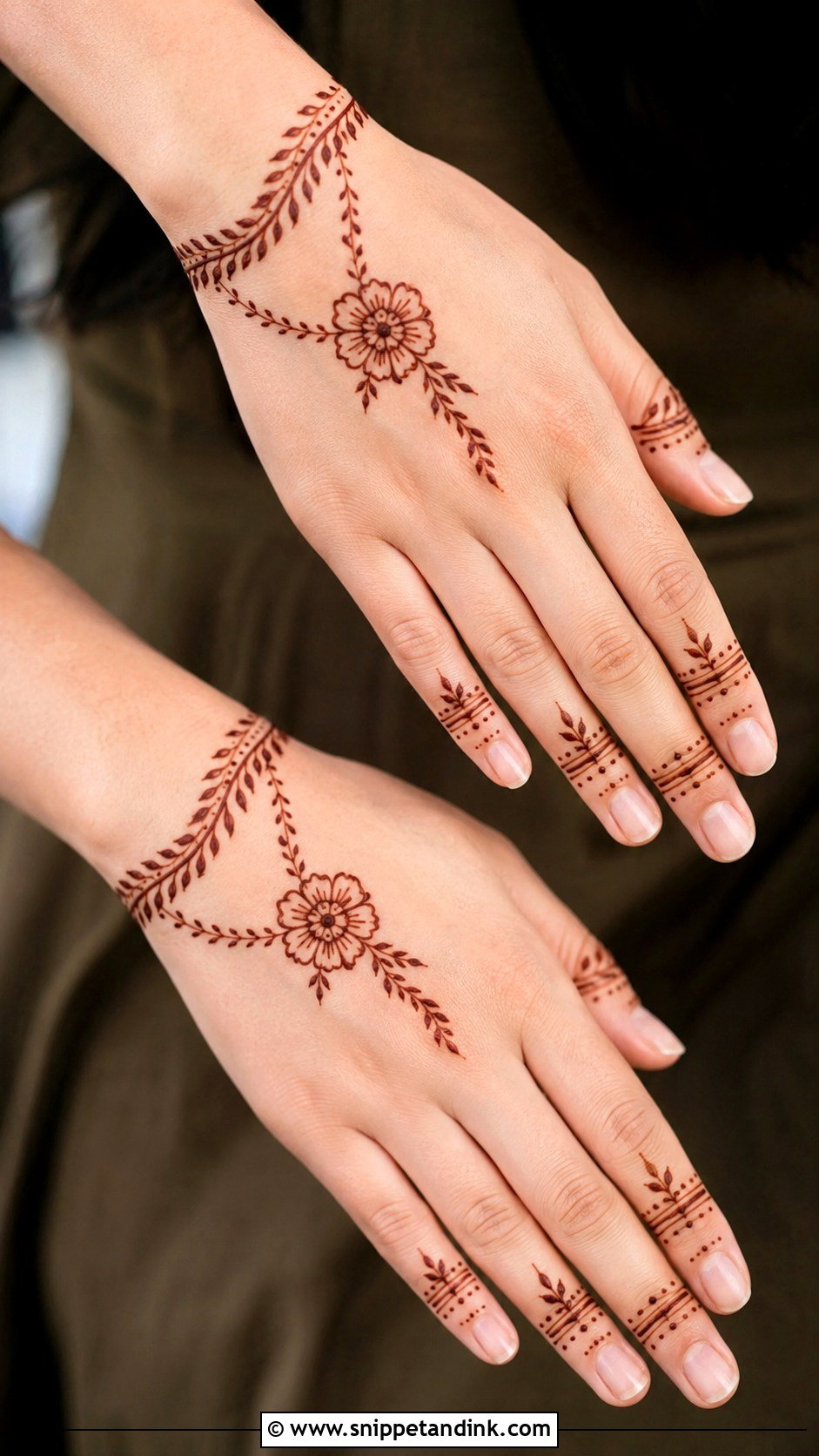 Simple Back Hand Mehndi Design - Snippet and Ink - 30 Aesthetic Back Hand Mehndi Designs