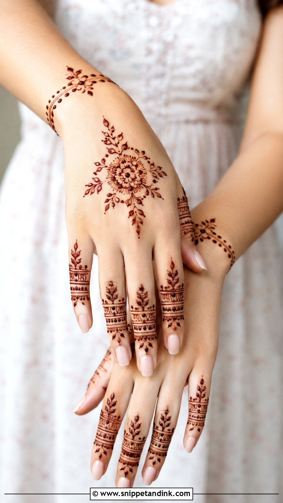 Simple Back Hand Mehndi Design - Snippet and Ink - 35 Trendy Back Hand Mehndi Designs