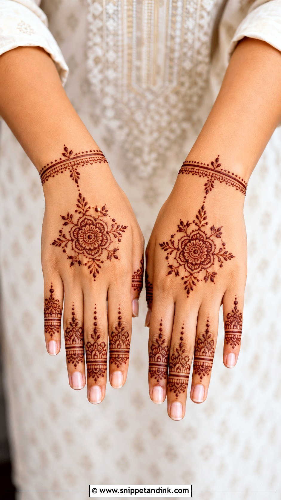 Simple Back Hand Mehndi Design - Snippet and Ink - 35 Back Hand Mehndi Designs