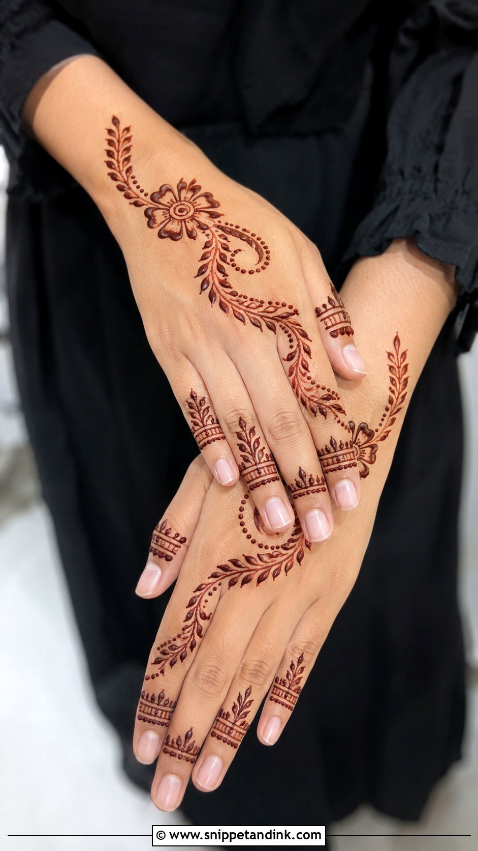 Simple Back Hand Mehndi Design For Beginners - Snippet and Ink - 30 Modern Minimal Back Hand Mehndi Designs