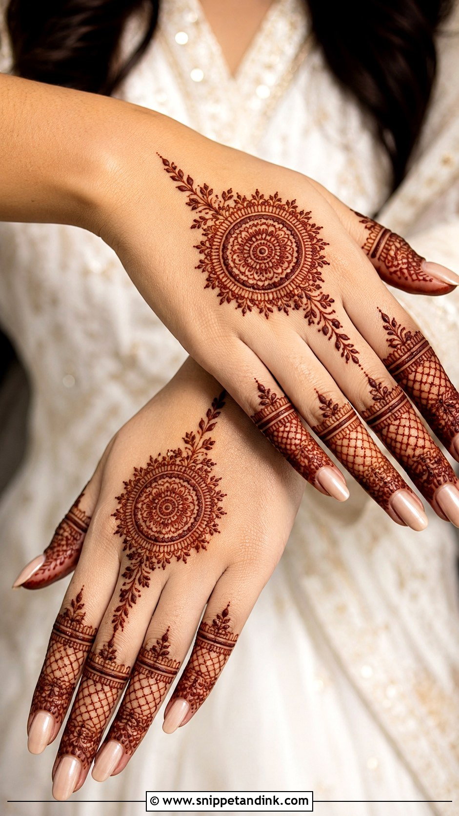 Simple Back Hand Mehndi Design For Long Fingers - Snippet and Ink - 35 Simple Unique Back Hand Mehndi Designs