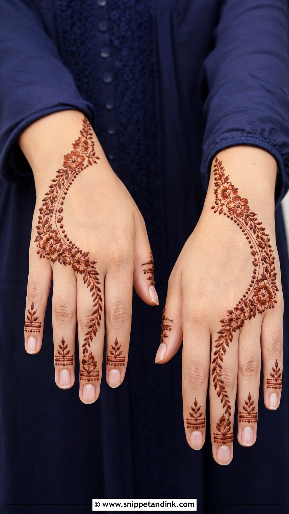 Simple Back Hand Mehndi Design With Empty Space - Snippet and Ink - 35 Simple Unique Back Hand Mehndi Designs