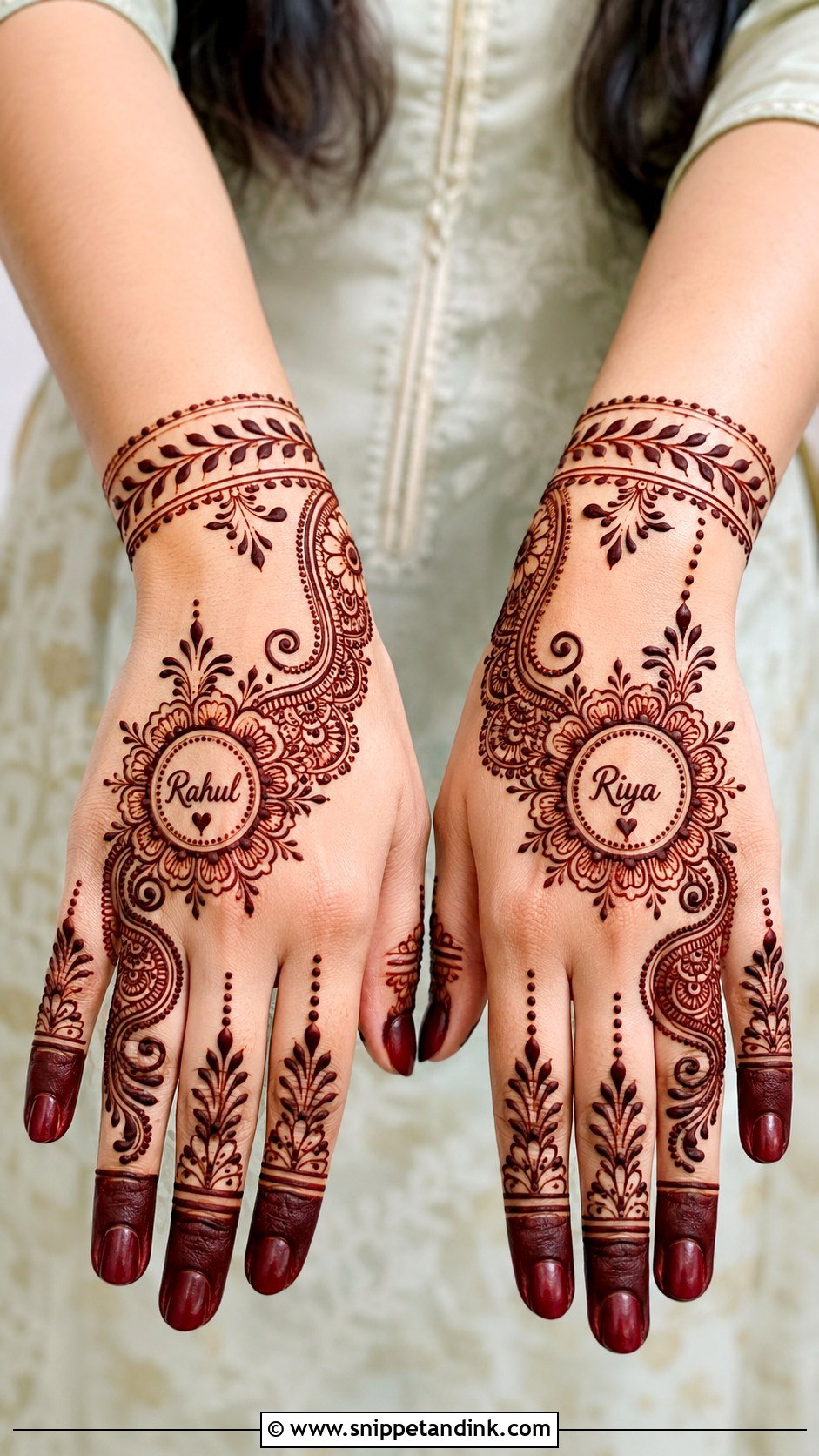 Simple Back Hand Mehndi Design With Name - Snippet and Ink - 35 Simple Unique Back Hand Mehndi Designs