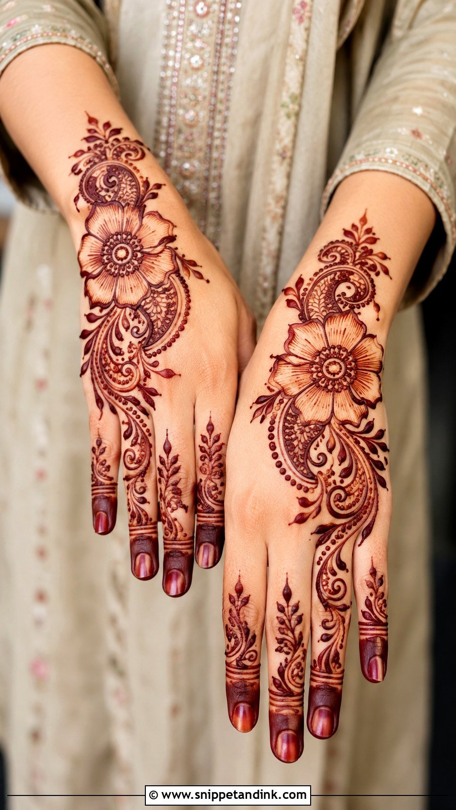 Simple Back Hand Mehndi Design With Shading - Snippet and Ink - 35 Simple Unique Back Hand Mehndi Designs
