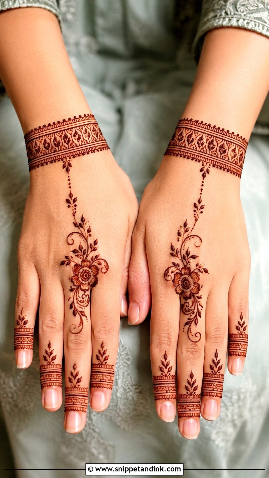 Simple Backhand Mehndi Design With Gulf Pattern - Snippet and Ink - 35 Simple Backhand Mehndi Designs
