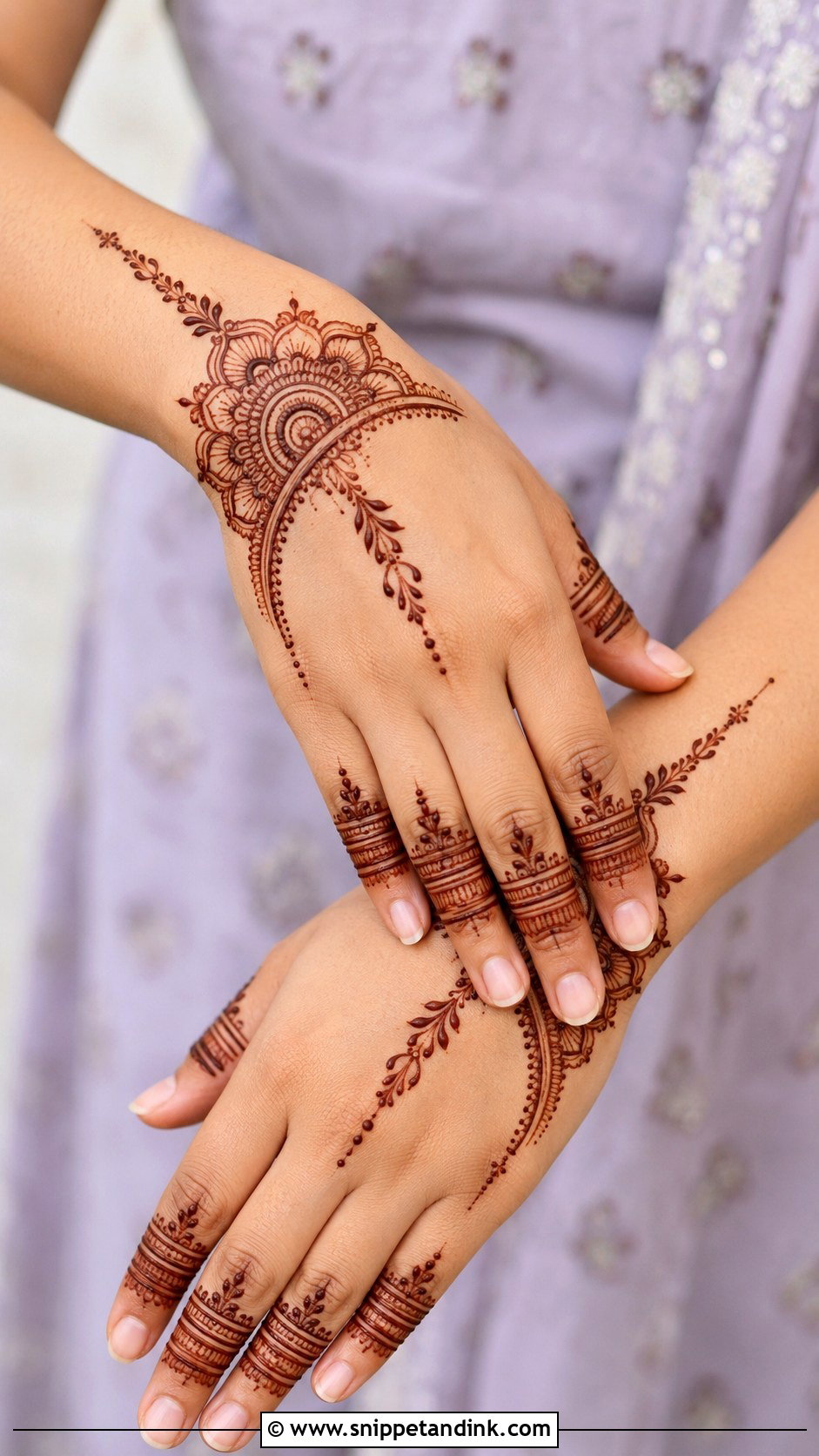 Simple Backhand Mehndi Design With Half Mandala - Snippet and Ink - 35 Simple Backhand Mehndi Designs