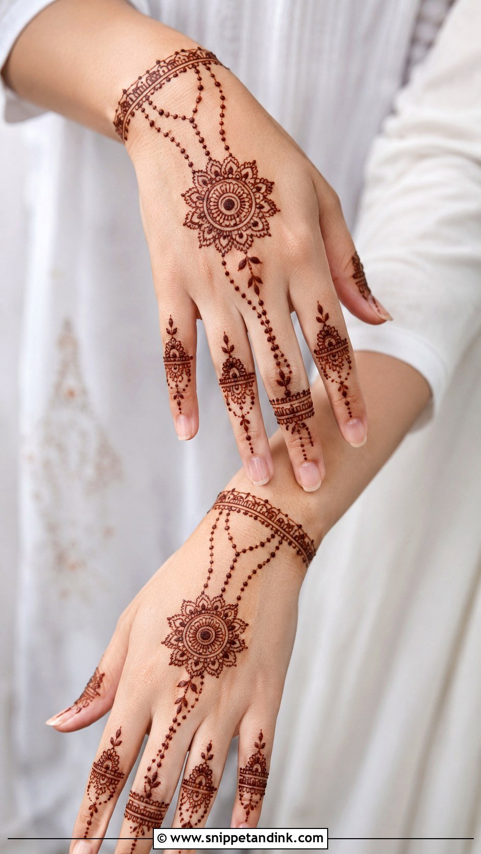 Simple Backhand Mehndi Design With Jewellery Pattern - Snippet and Ink - 35 Simple Backhand Mehndi Designs