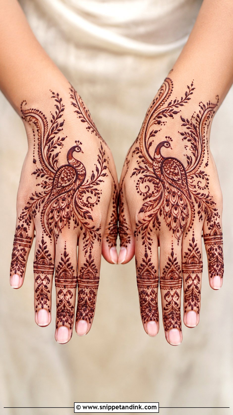 Simple Backhand Mehndi Design With Peacock - Snippet and Ink - 35 Simple Backhand Mehndi Designs