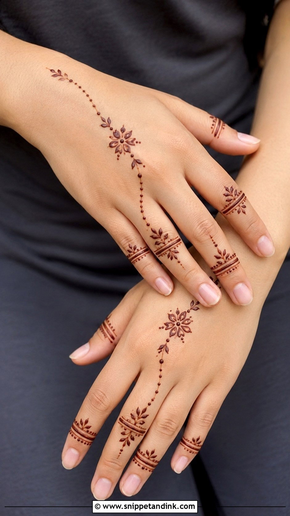 Simple Backhand Mehndi Design With Ring Pattern - Snippet and Ink - 35 Simple Backhand Mehndi Designs