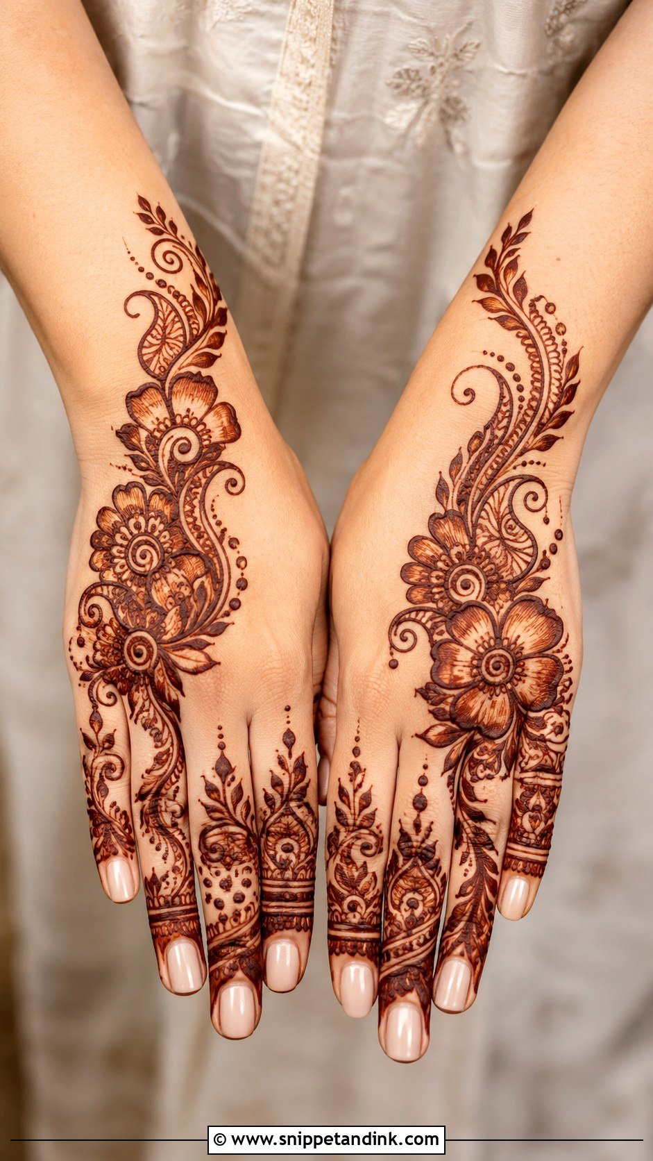Simple Backhand Mehndi Design With Shading - Snippet and Ink - 35 Simple Backhand Mehndi Designs