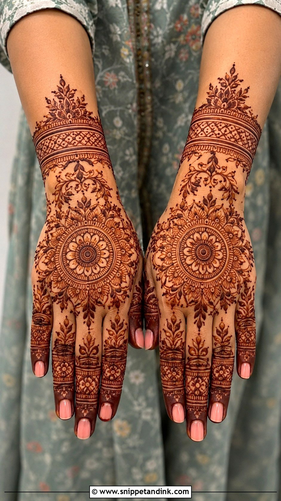 Simple Backhand Mehndi Design With Wrist Band - Snippet and Ink - 35 Simple Backhand Mehndi Designs