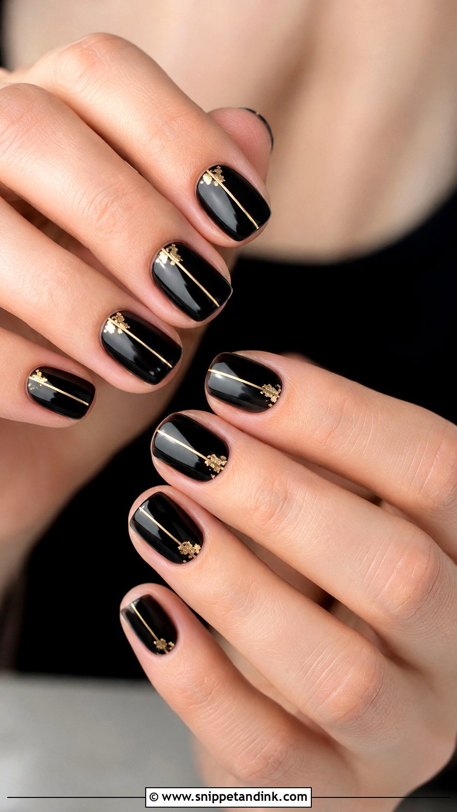 Simple Black And Gold Wedding Nails - Snippet and Ink - 20 Black and Gold Wedding Nails