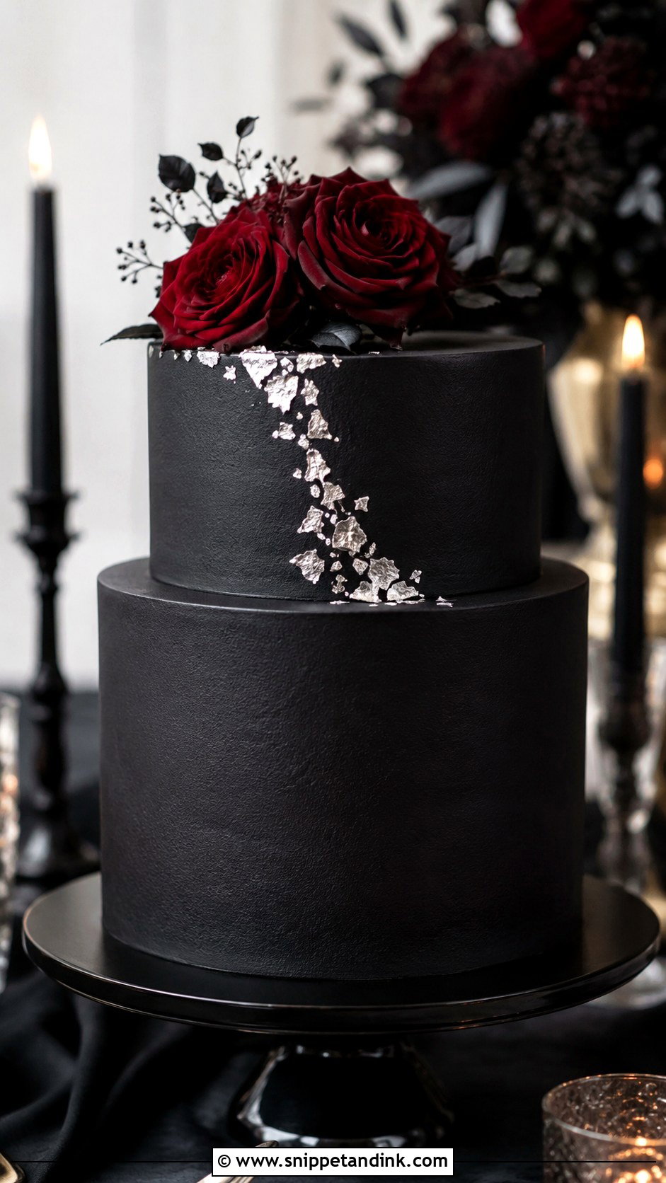 Simple Black Gothic Wedding Cake - Snippet and Ink - 20 Simple Gothic Wedding Cake Ideas