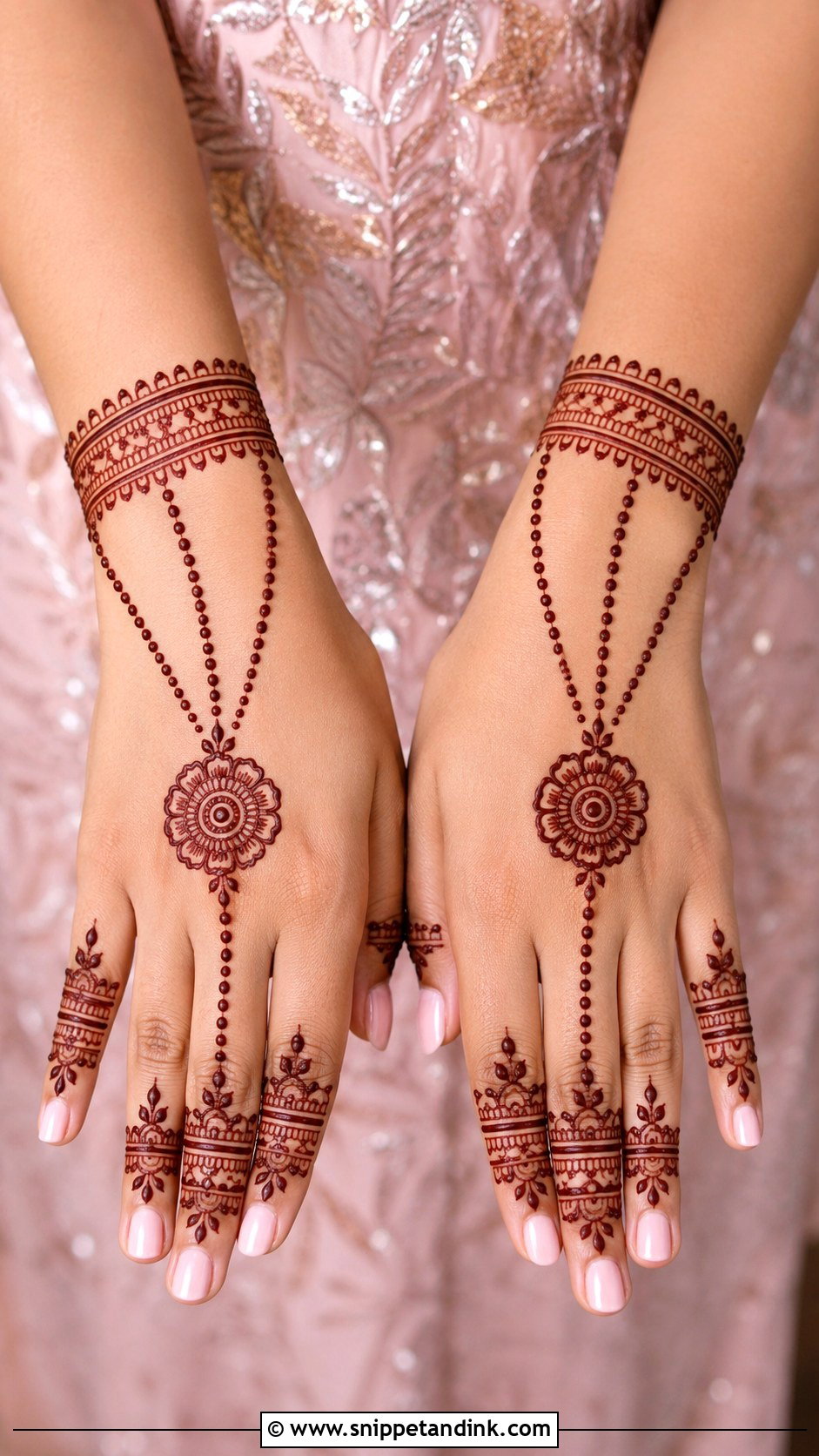 Simple Bracelet Backhand Mehndi Design - Snippet and Ink - 35 Simple Backhand Mehndi Designs