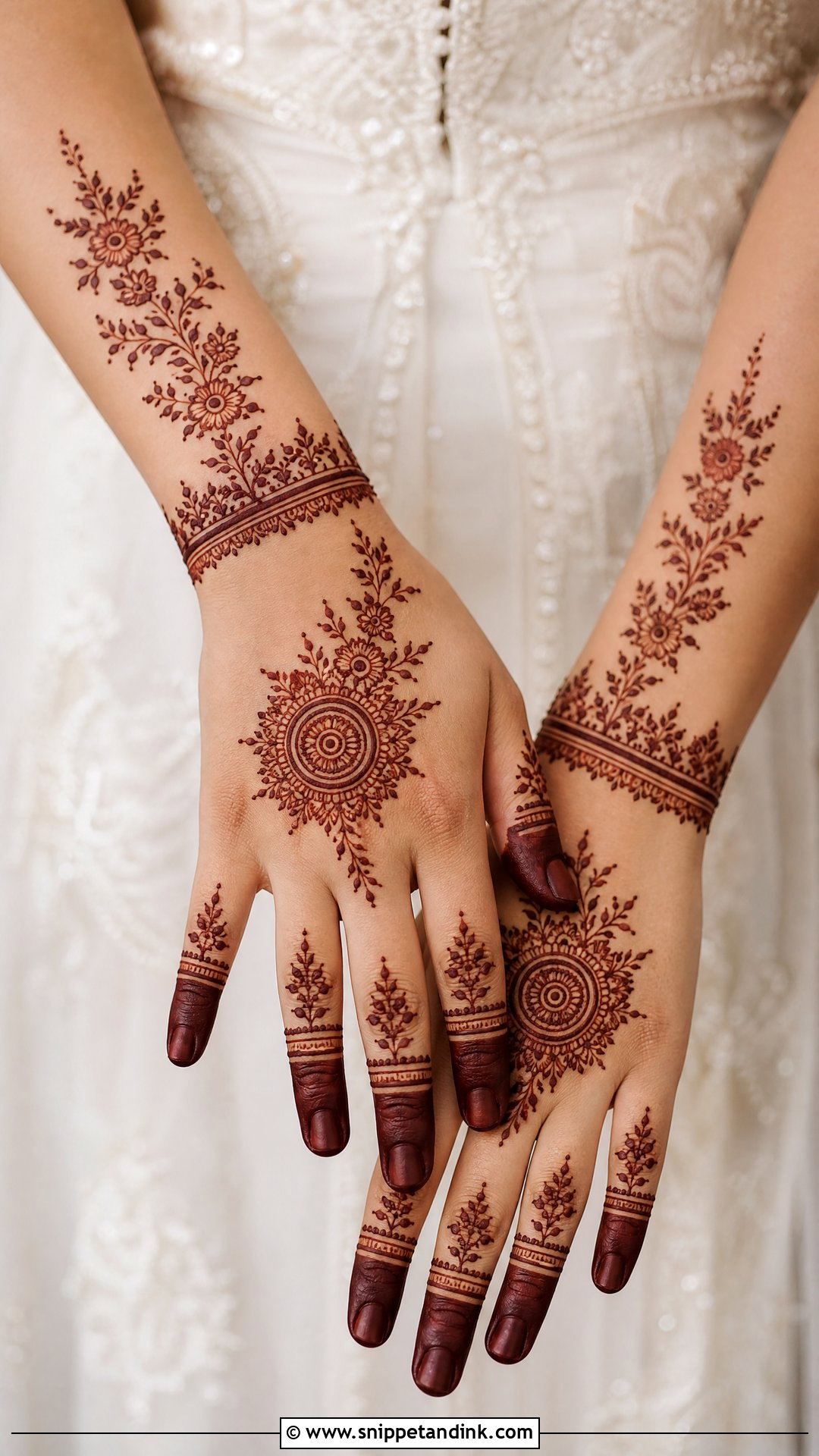 Simple Bridal Back Hand Mehndi Design - Snippet and Ink - 20 Latest Bridal Back Hand Mehndi Designs