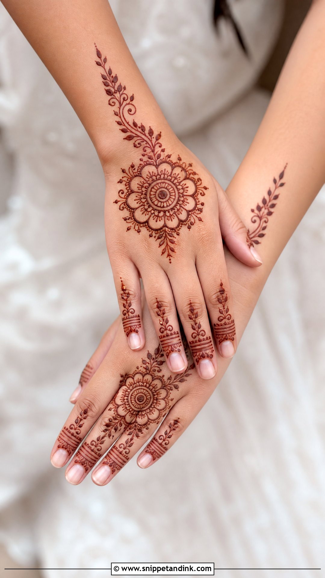 Simple Bridal Back Hand Mehndi Design - Snippet and Ink - 30 Bridal Back Hand Mehndi Design Ideas