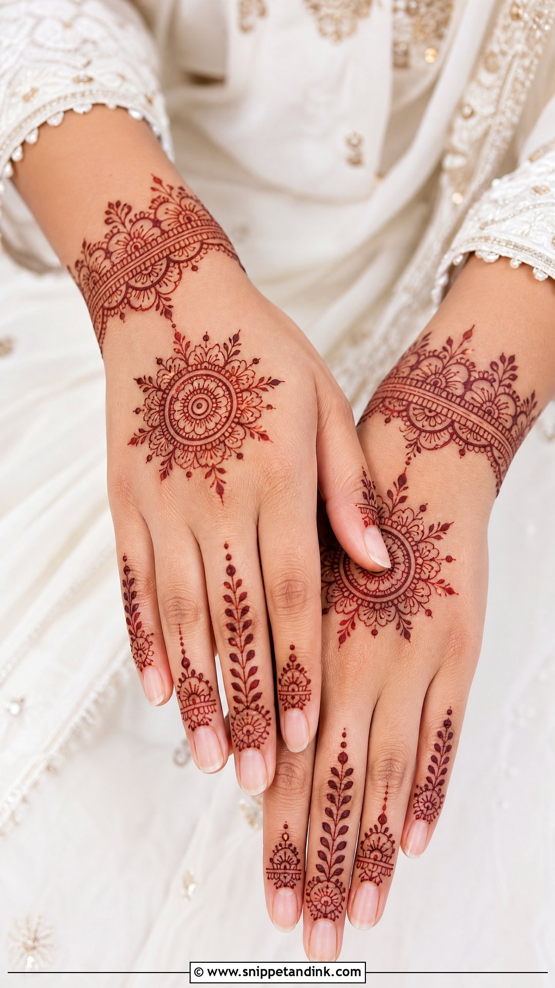 Simple Bridal Back Hand Mehndi Design - Snippet and Ink - 20 Bride Back Hand Mehndi Designs