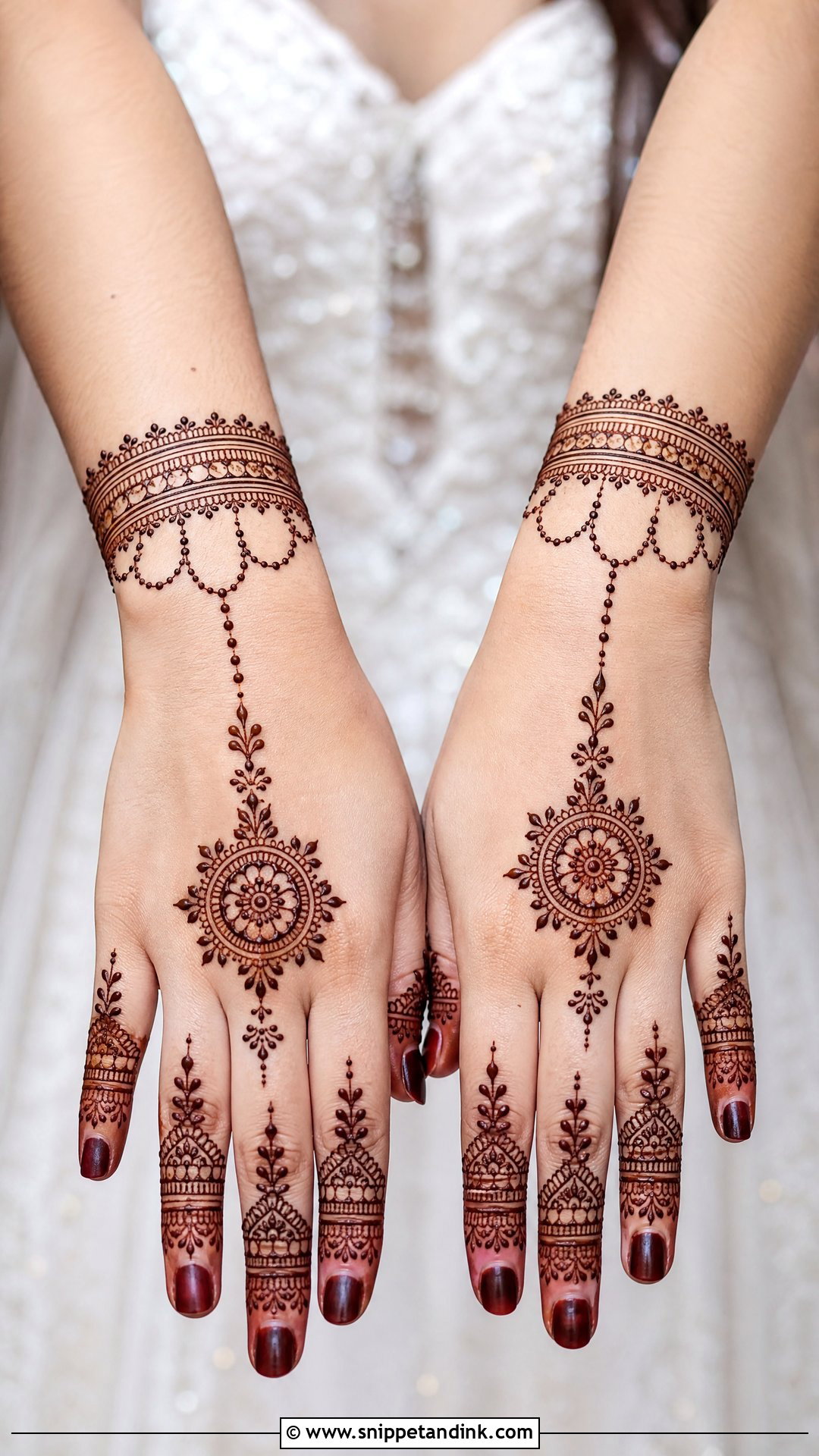 Simple Bridal Back Hand Mehndi - Snippet and Ink - 20 Simple Bridal Hand Mandhi Mehndi Design Ideas