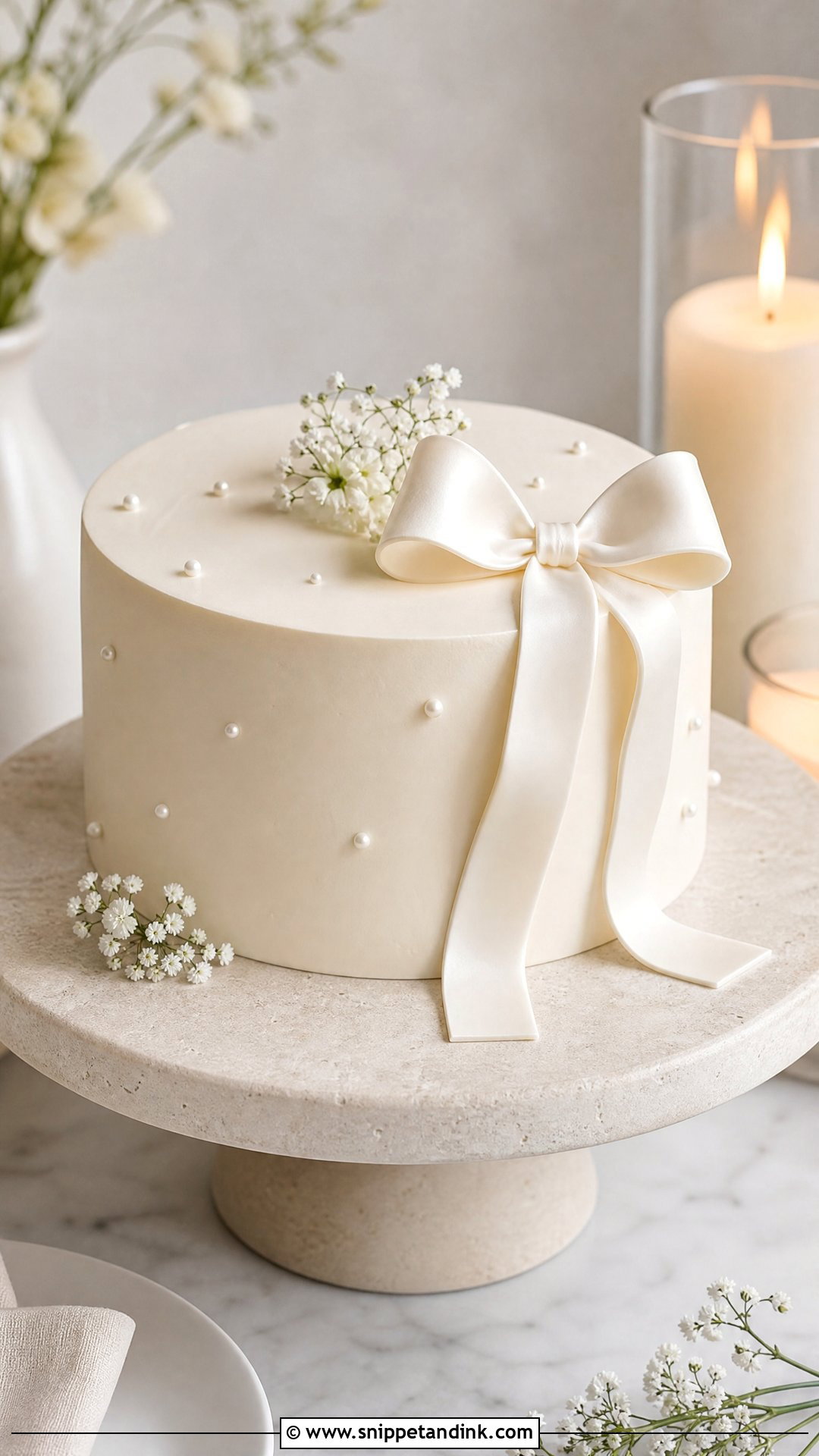 Simple Bridal Cake - Snippet and Ink - 25 Bridal Cake Ideas