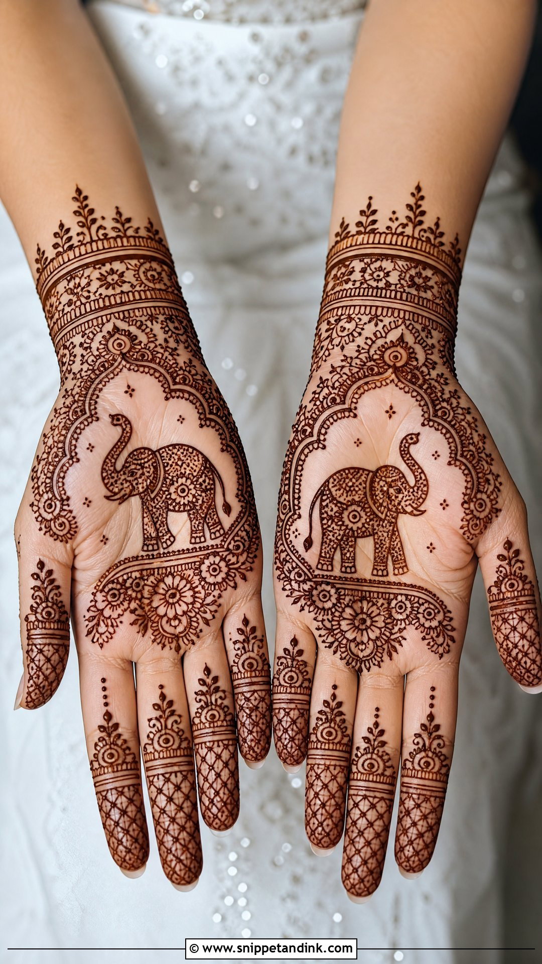 Simple Bridal Elephant Mehndi Design - Snippet and Ink - 20 Bridal Elephant Mehndi Designs
