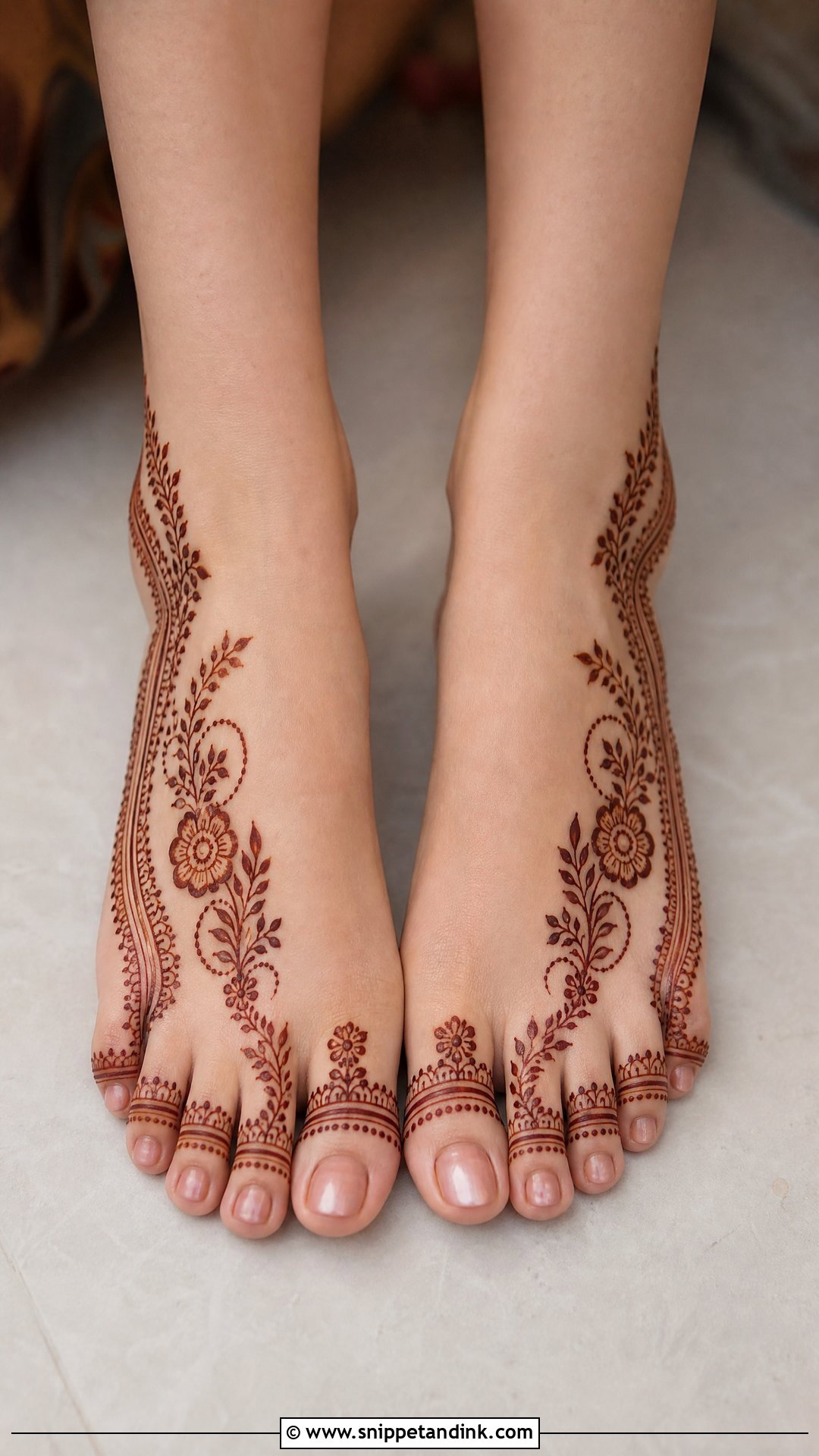 Simple Bridal Feet Mehndi Design - Snippet and Ink - 30 Bridal Feet Mehndi Designs