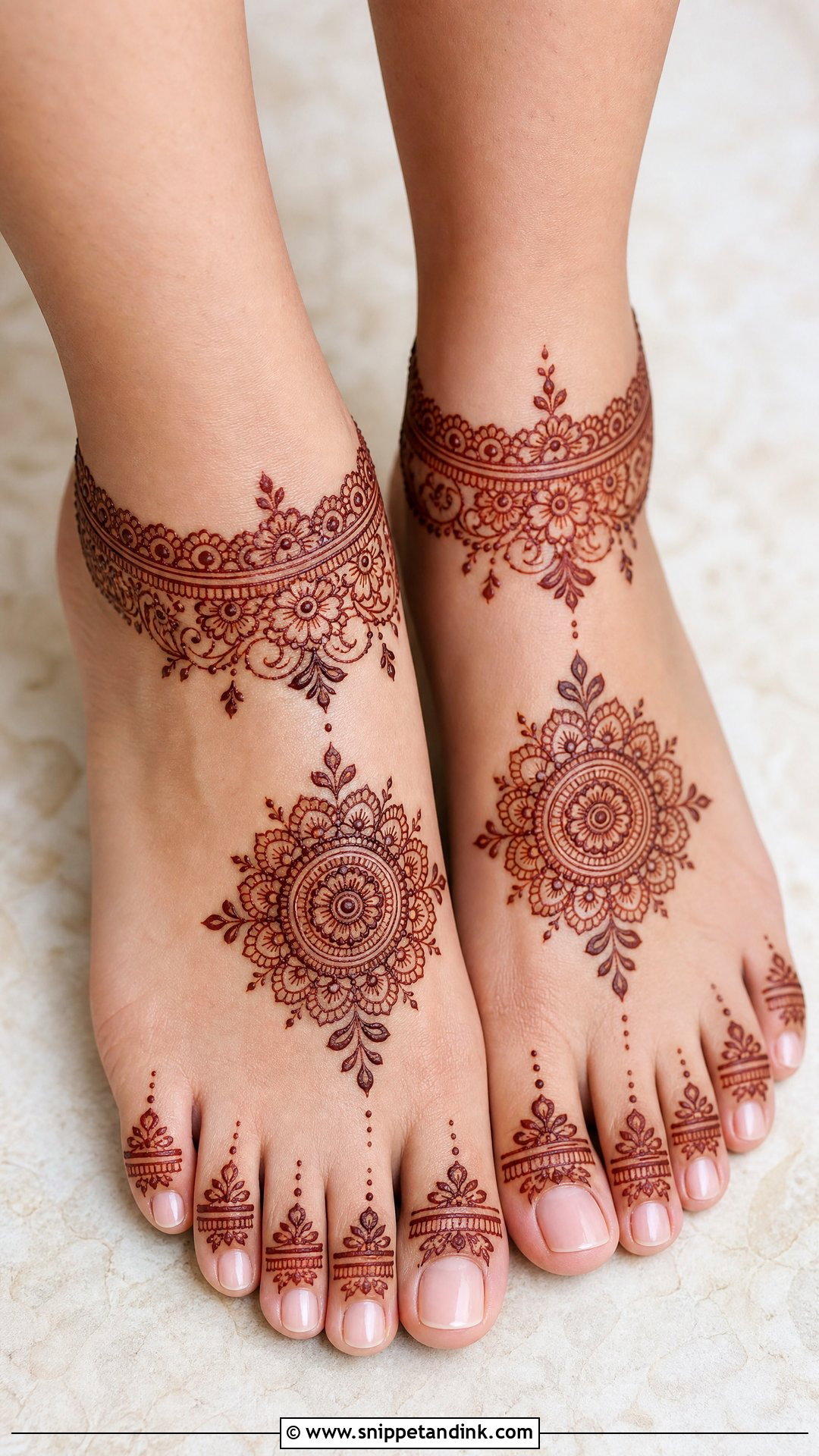 Simple Bridal Feet Mehndi Design - Snippet and Ink - 20 Simple Easy Bridal Mehndi Designs