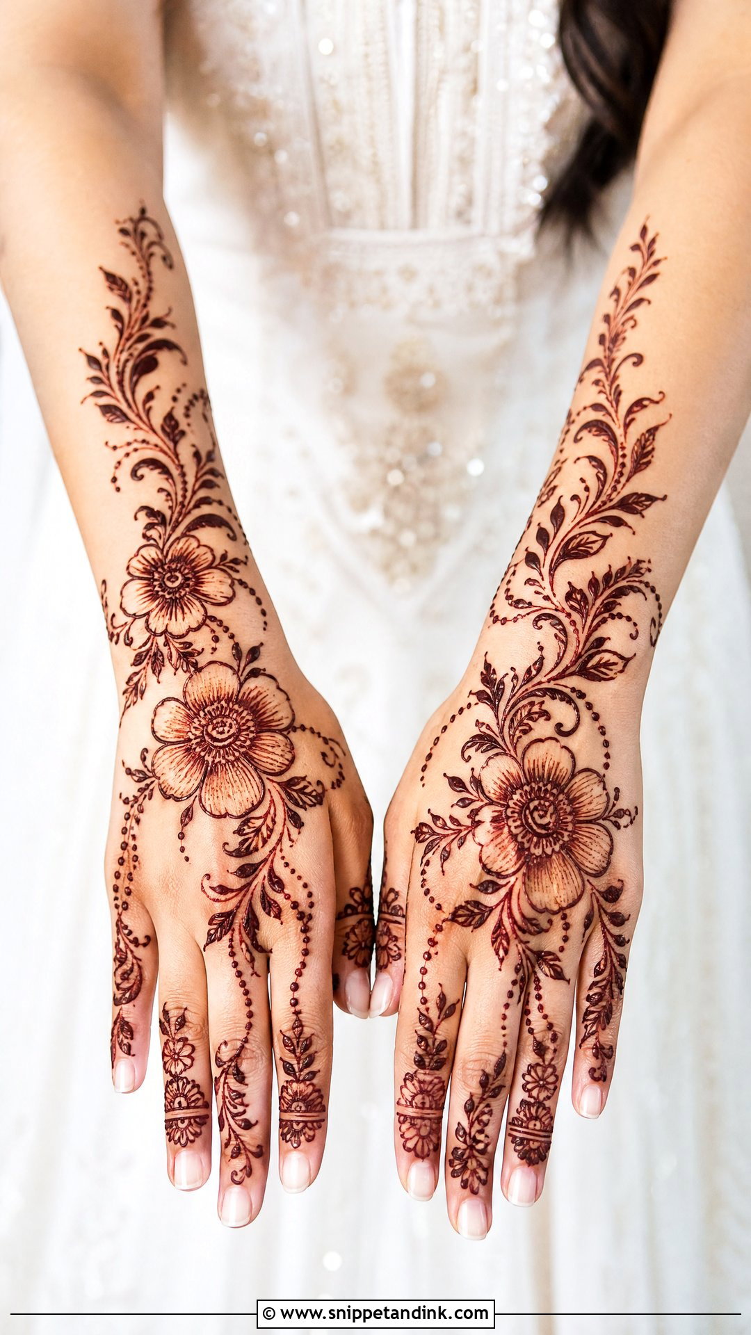 Simple Bridal Floral Mehndi - Snippet and Ink - 20 Simple Bridal Hand Mandhi Mehndi Design Ideas