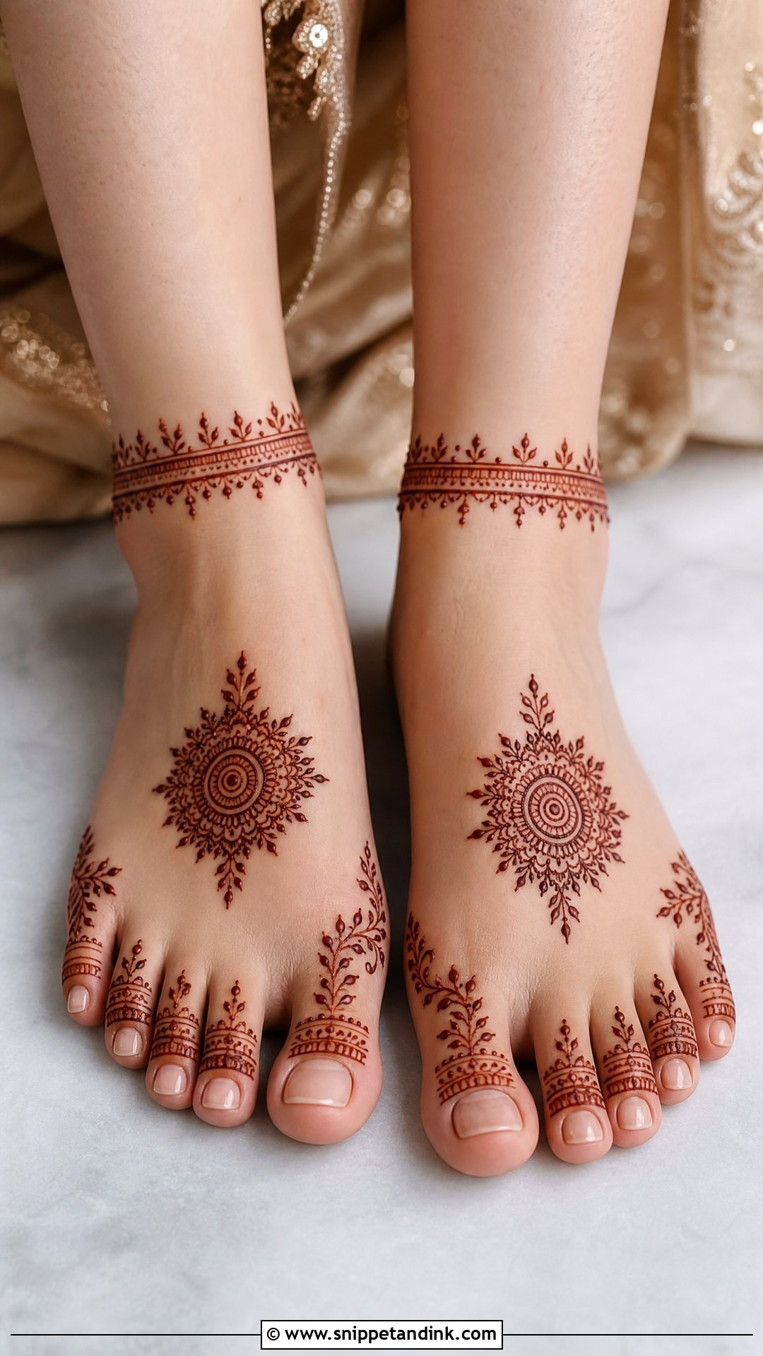 Simple Bridal Foot Mehndi Design - Snippet and Ink - 25 Bridal Foot Mehndi Designs