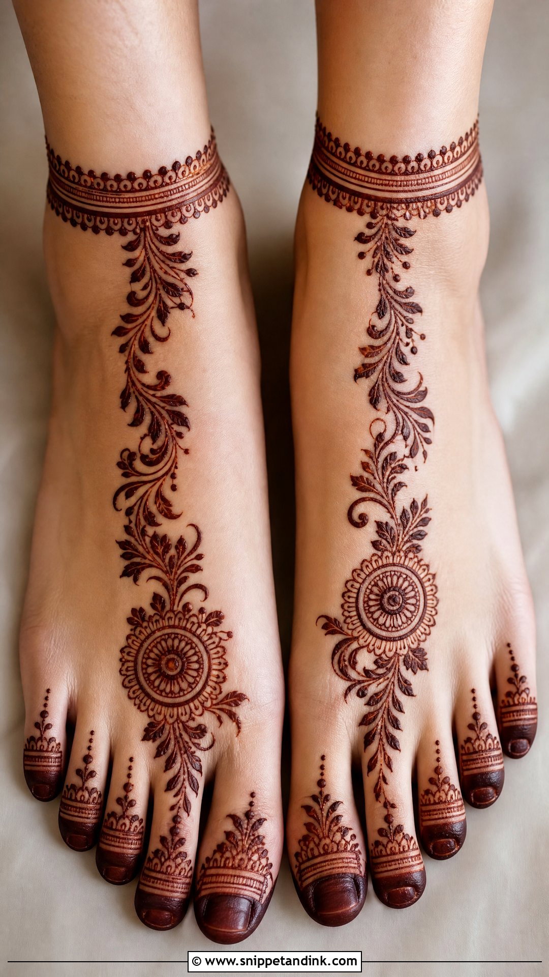 Simple Bridal Foot Mehndi Design - Snippet and Ink - 20 Bridal Henna Feet Mehndi Designs