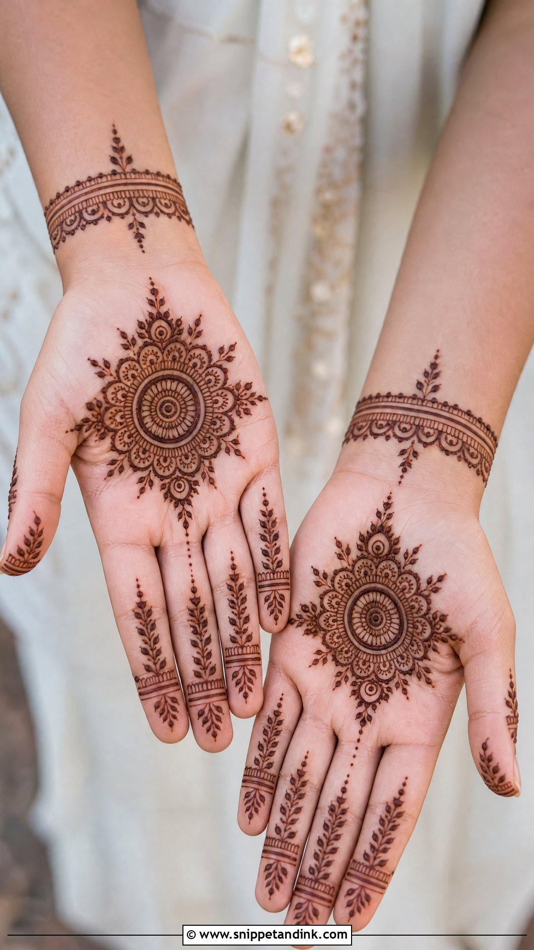 Simple Bridal Front Hand Mehndi Design - Snippet and Ink - 25 Bridal Front Hand Mehndi Designs