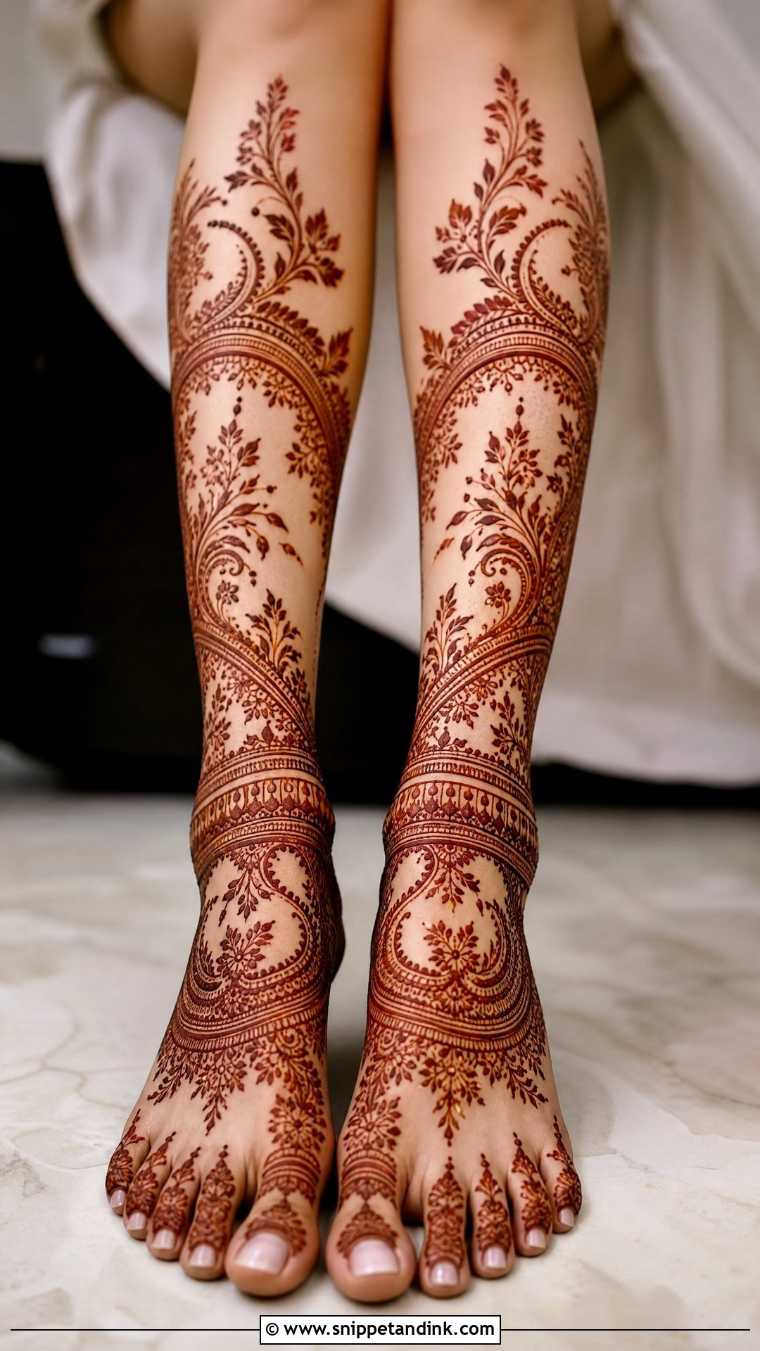 Simple Bridal Full Leg Mehndi Design - Snippet and Ink - 20 Bridal Full Legs Mehndi Design Ideas