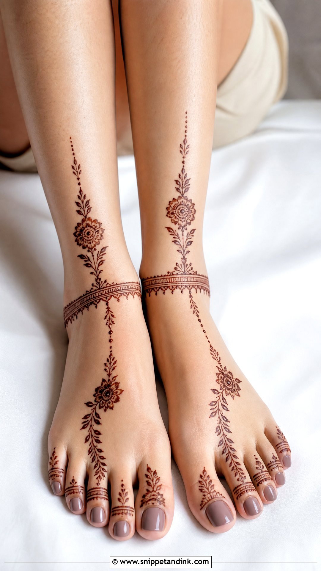 Simple Bridal Leg Mehndi Design - Snippet and Ink - 20 Legs Bridal Mehndi Designs