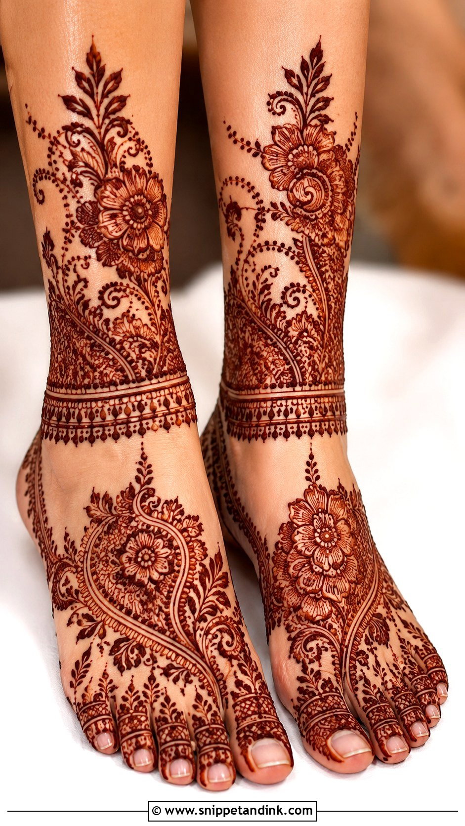 Simple Bridal Leg Mehndi Design - Snippet and Ink - 35 Simple Easy Leg Mehndi Designs