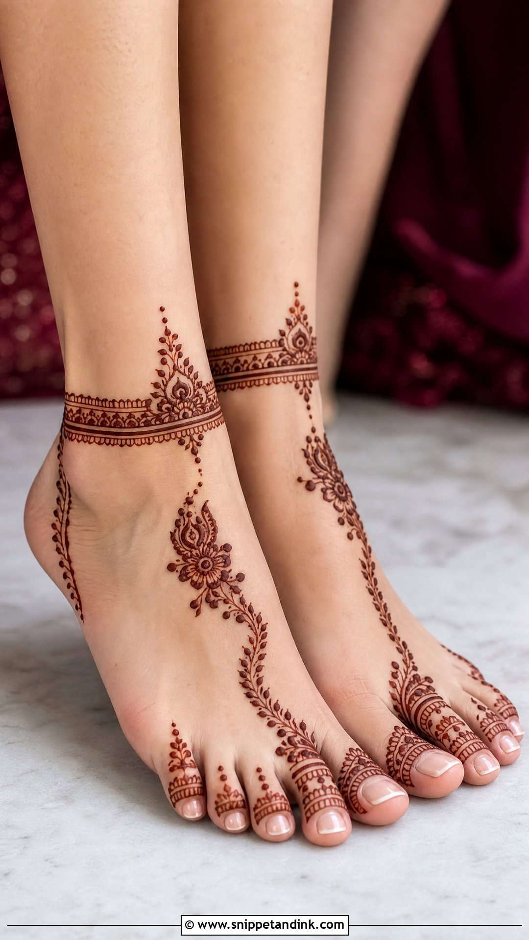 Simple Bridal Leg Mehndi Design - Snippet and Ink - 20 Bridal Mehndi Designs for Leg