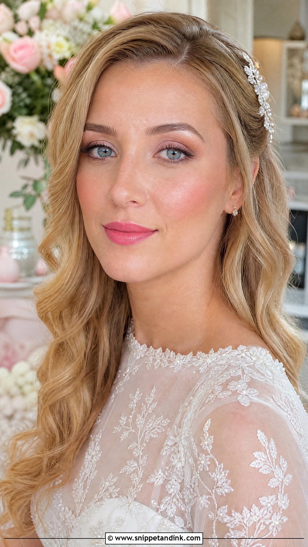 Simple Bridal Makeup With Pink Lip - Snippet and Ink - 20 Simple Makeup for Bride Ideas