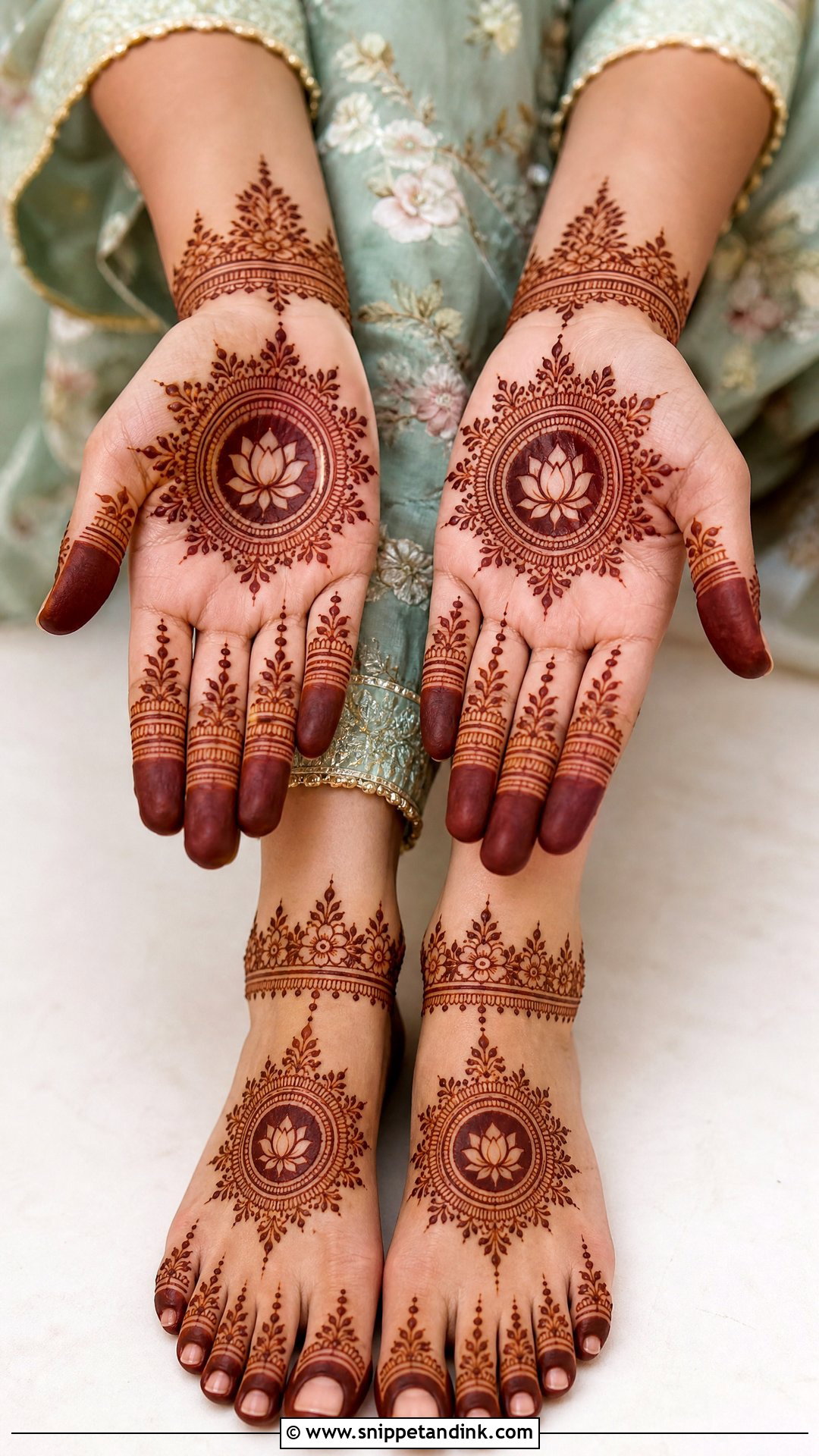 Simple Bridal Mehndi Design For Palm And Feet - Snippet and Ink - 30 Simple Bridal Mehndi Designs