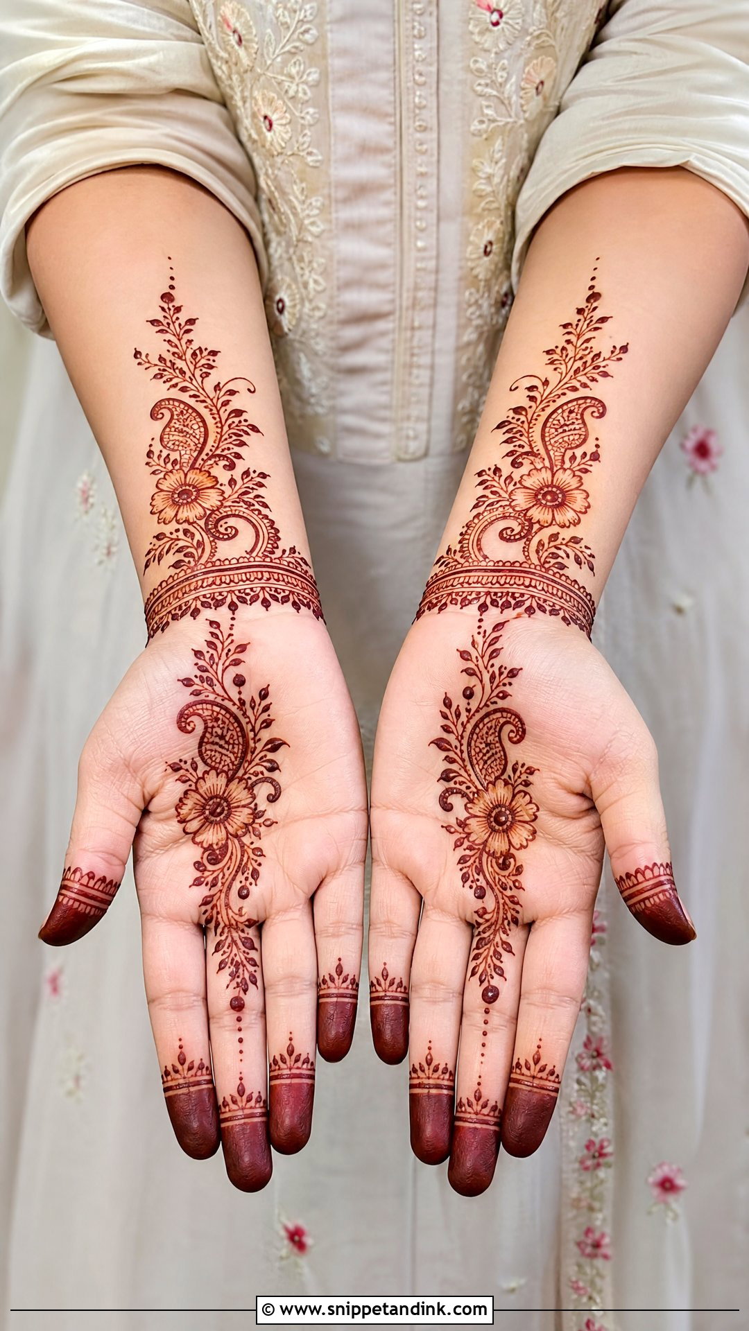 Simple Bridal Mehndi Design For Short Hands - Snippet and Ink - 30 Simple Bridal Mehndi Designs