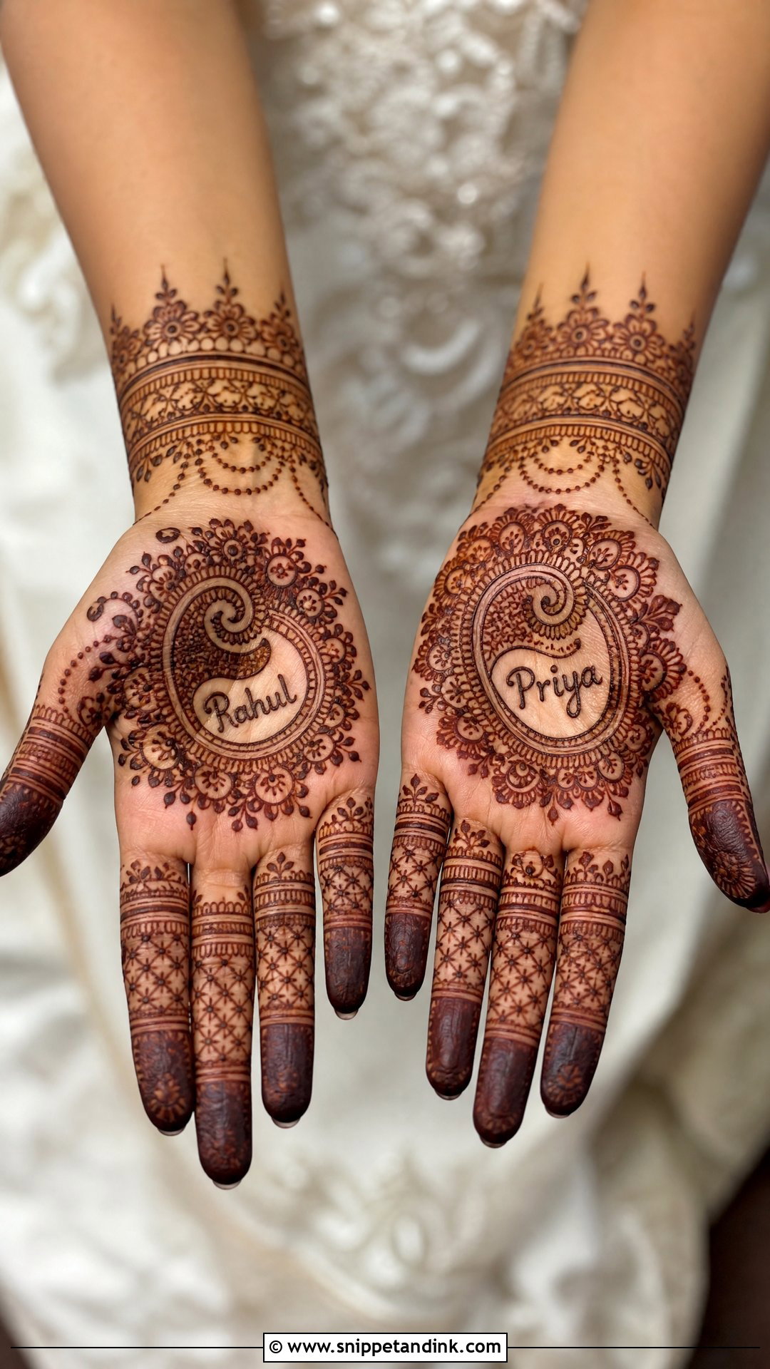 Simple Bridal Mehndi Design With Names - Snippet and Ink - 20 Simple Mehindi Bridal Designs