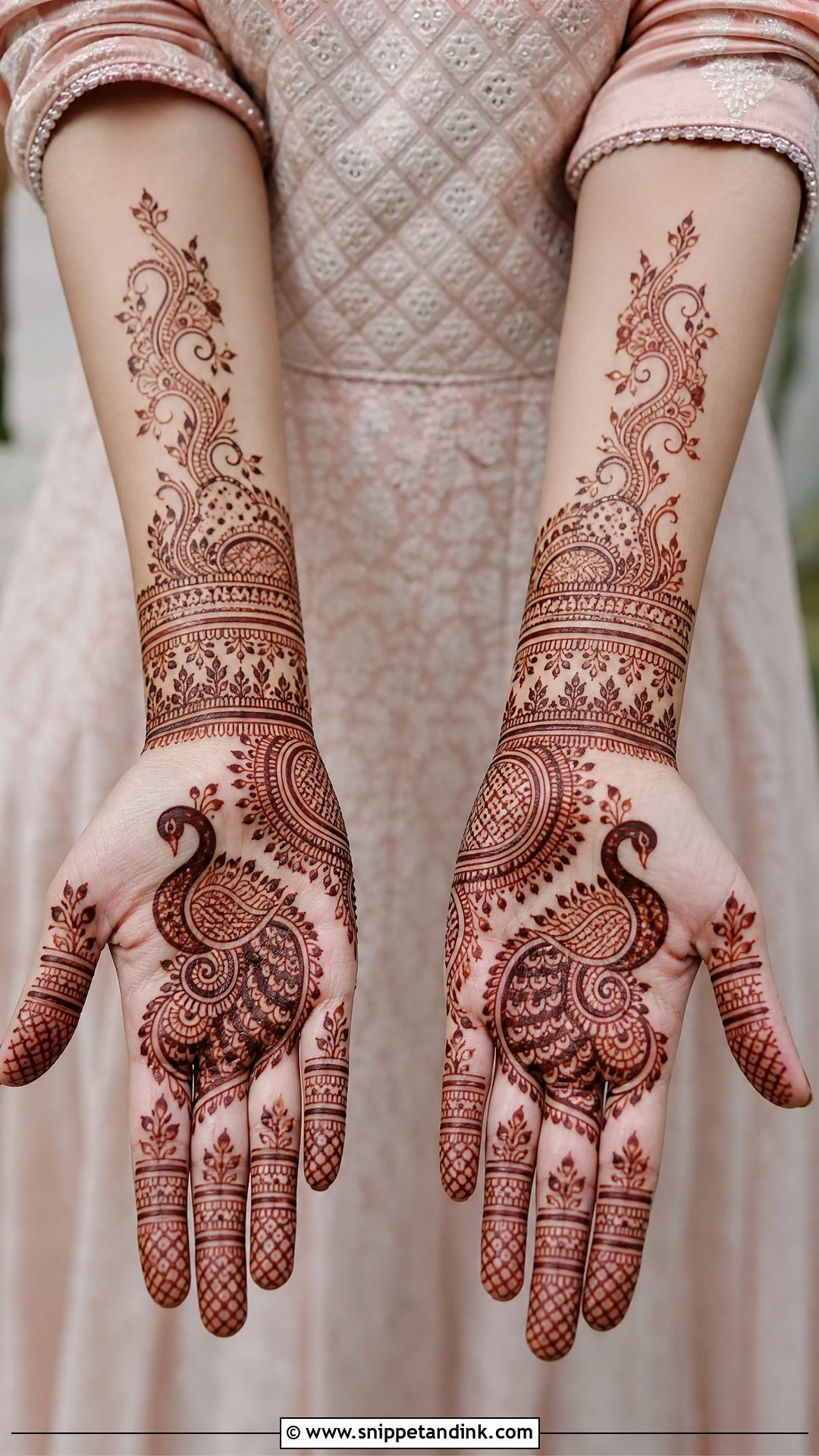 Simple Bridal Mehndi Design With Peacock - Snippet and Ink - 20 Simple Mehindi Bridal Designs