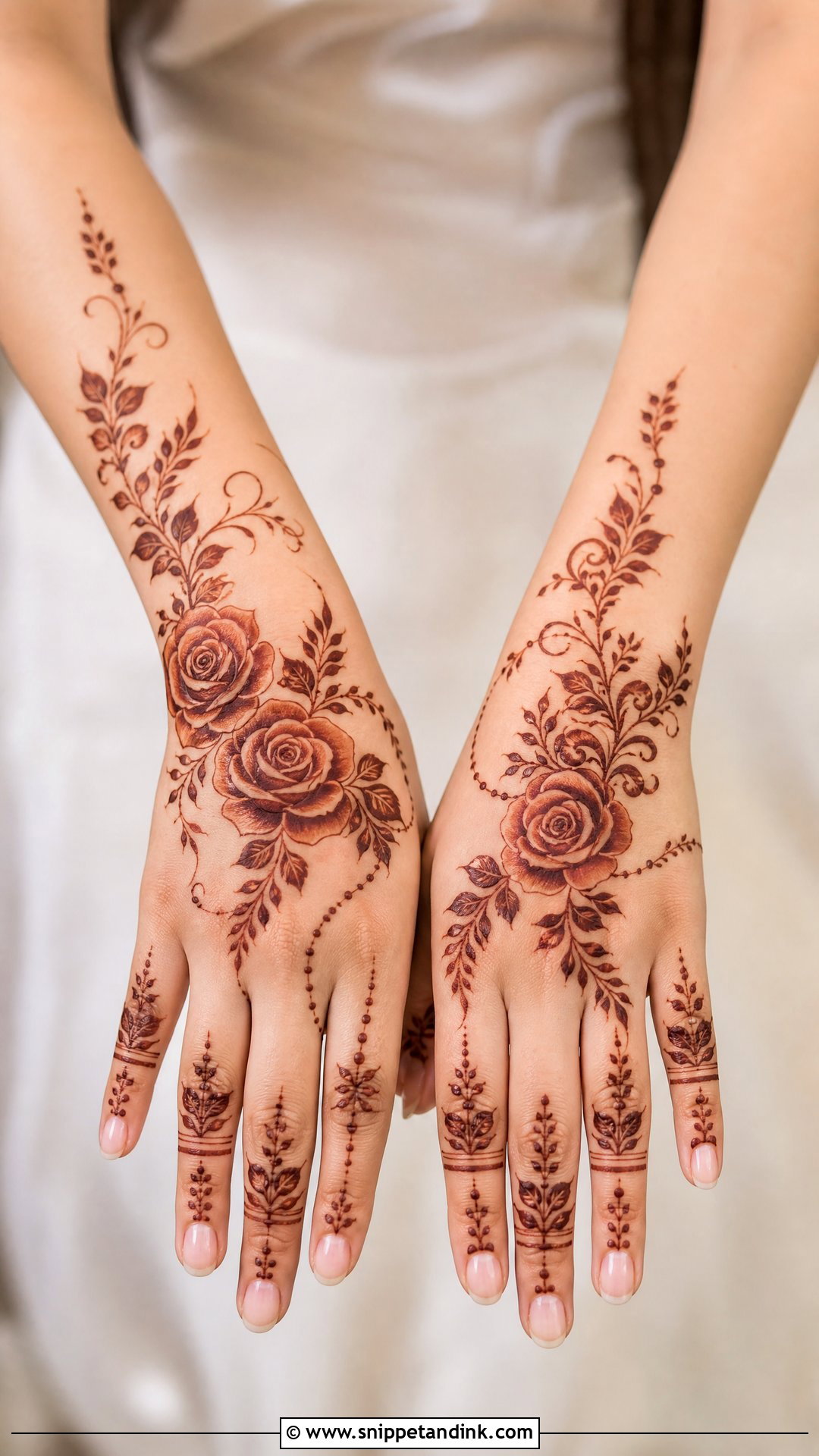 Simple Bridal Mehndi Design With Rose - Snippet and Ink - 30 Simple Bridal Mehndi Designs